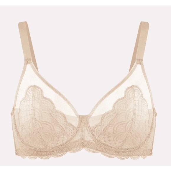 HSIA Mermaid Scales Lace Beige Unlined Underwire Bra NWT 40D - Picture 1 of 7
